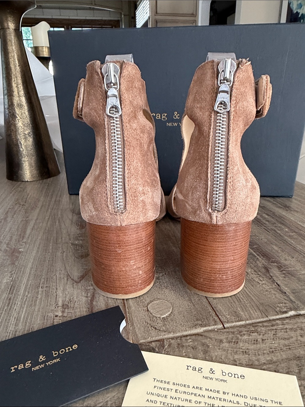 rag & bone Matteo-ND camel Suede Open-Toe Block Heel Sandals in Camel/Tan - Picture 4 of 5
